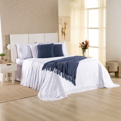 [10 PIEZAS] Juego de cama Serena percal 300 hilos bordado inglés