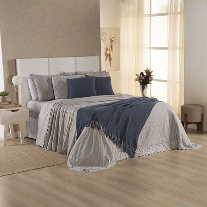 [10 PIEZAS] Juego de cama Serena percal 300 hilos bordado inglés