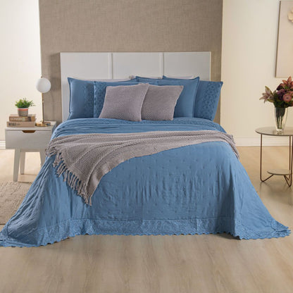 [10 PIEZAS] Juego de cama Serena percal 300 hilos bordado inglés