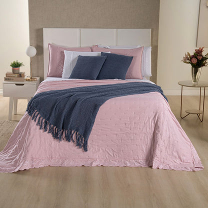 [10 PIEZAS] Juego de cama Serena percal 300 hilos bordado inglés