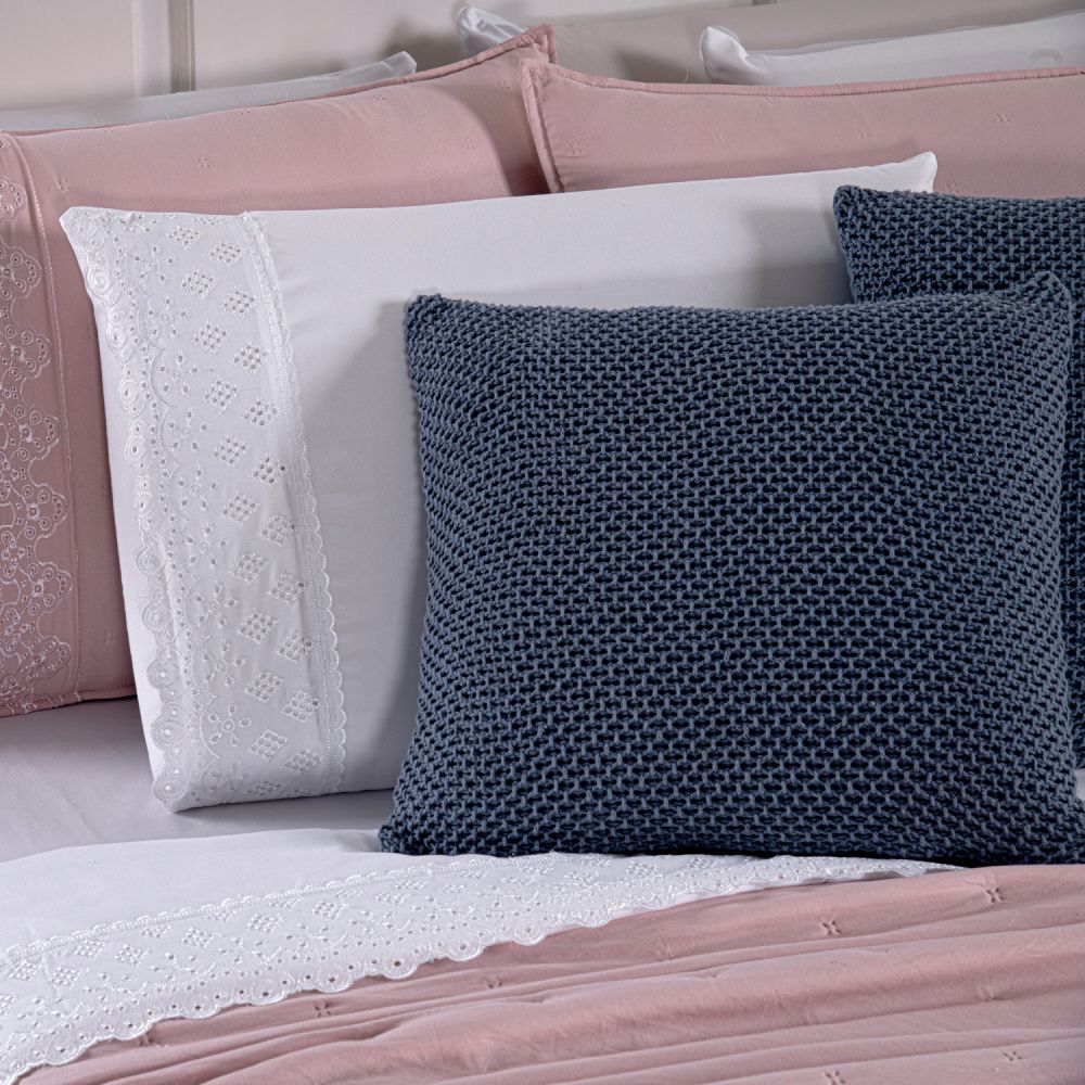 [10 PIEZAS] Juego de cama Serena percal 300 hilos bordado inglés