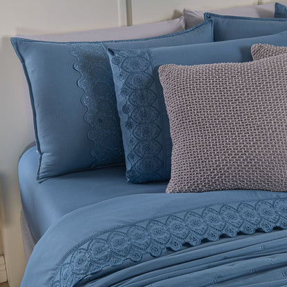[10 PIEZAS] Juego de cama Serena percal 300 hilos bordado inglés