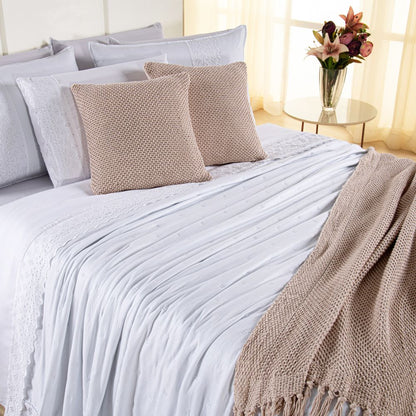[10 PIEZAS] Juego de cama Serena percal 300 hilos bordado inglés
