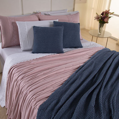 [10 PIEZAS] Juego de cama Serena percal 300 hilos bordado inglés