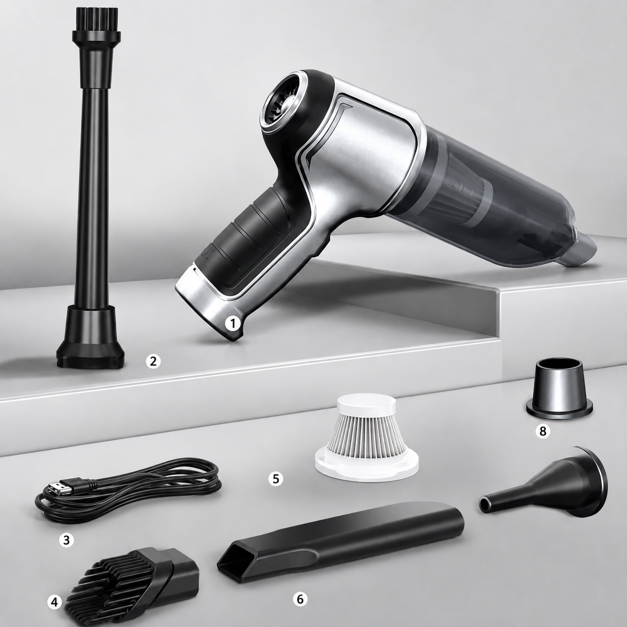 [4 EN 1] Aspiradora Portátil Inalámbrica Recargable UltraPower + Mopa con Spray de Regalo