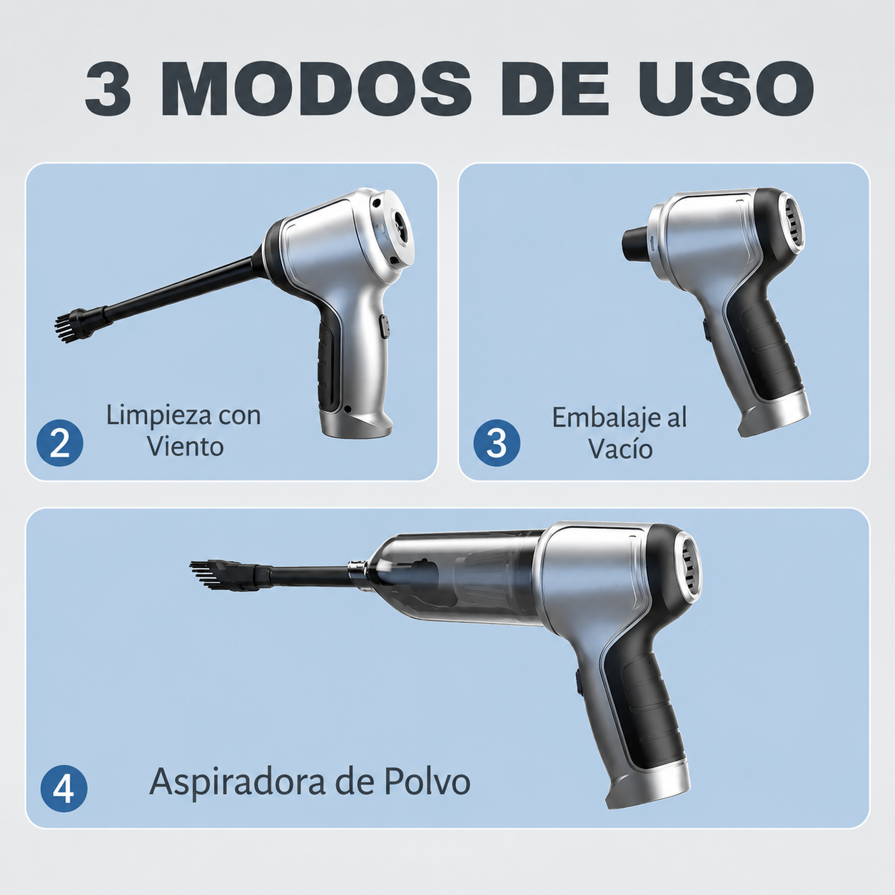 [4 EN 1] Aspiradora Portátil Inalámbrica Recargable UltraPower + Mopa con Spray de Regalo