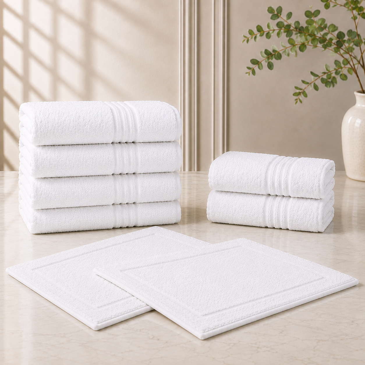 [8 PIEZAS] Juego de Toallas Alba Premium de Algodón Suave + 2 Batas de Baño de Regalo