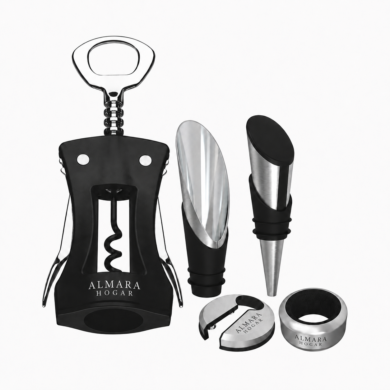 [5 PIEZAS] Juego de Accesorios para Vino + Set de Cuchillos para Queso gratis