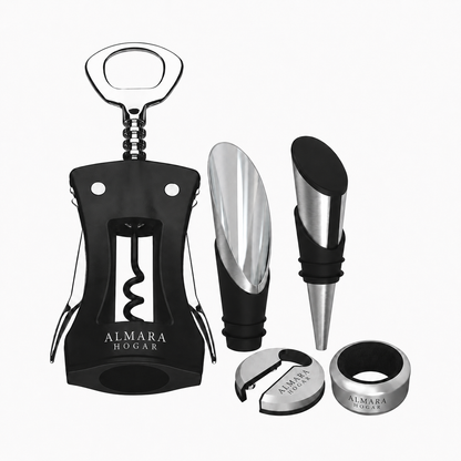 [5 PIEZAS] Juego de Accesorios para Vino + Set de Cuchillos para Queso gratis
