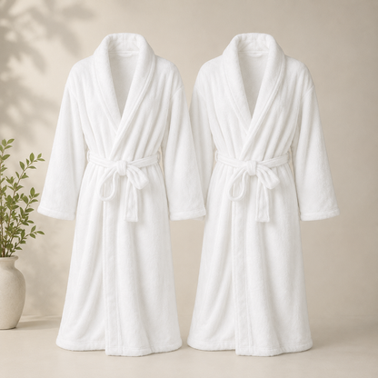 [8 PIEZAS] Juego de Toallas Premium 100% Algodón Peinado de 600 g/m² Estilo Hotel + 2 Batas de Baño de Regalo